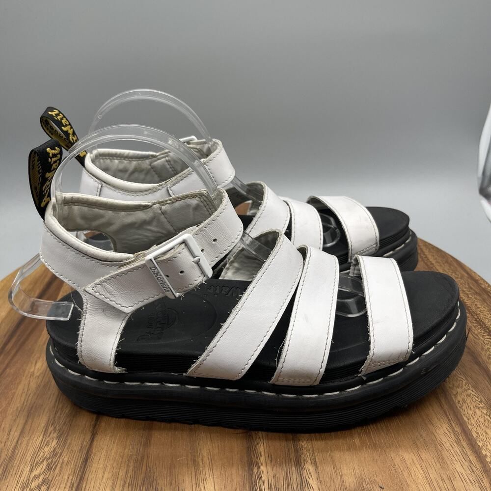Dr Martens Blaire Sandals Womens Size 9 White Leather Platform Strappy Shoes